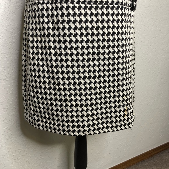 WHBM black white drop waist houndstooth skirt dress size 8 - Picture 4 of 16